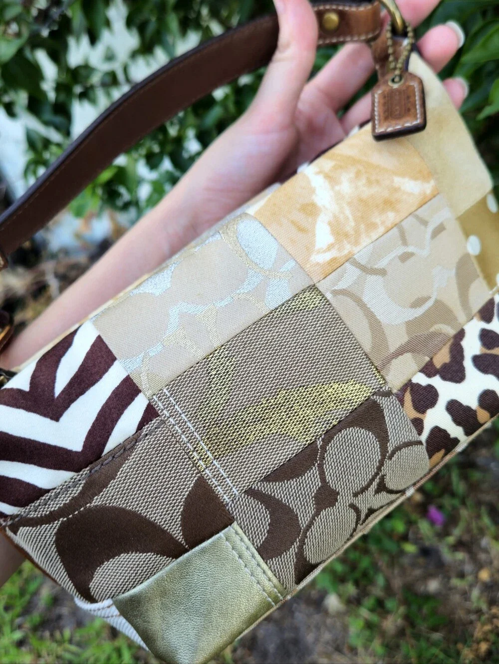 Coach Y2K Patchwork Demi Shoulder Bag Animal Print Zebra Leopard Signature